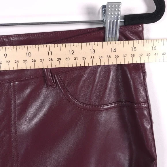 JOIE LIMITED EDITION Faux Leather Straight Pants Style JEI000 Burgundy Size 6
